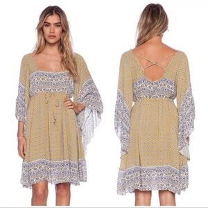 Free People Heart Of Gold Mini Dress in Mustard Combo Floral Print